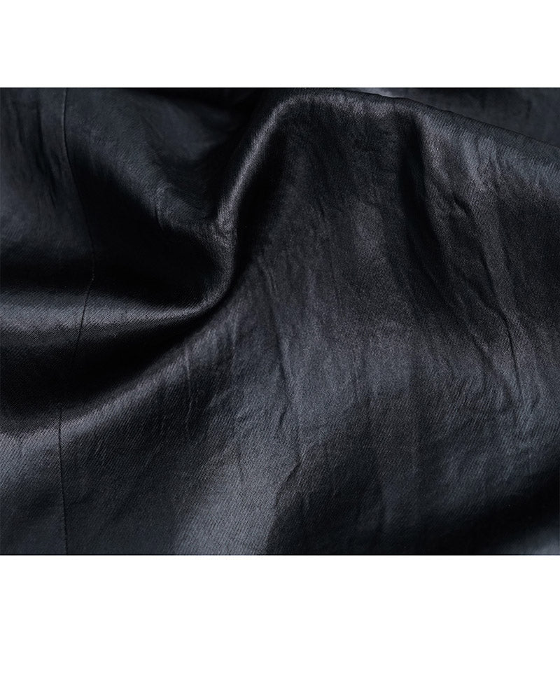 Black Acetate Paneled Midi Skirt