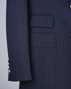 Vintage British style all-wool striped hand-cut heavy-duty haute couture suit