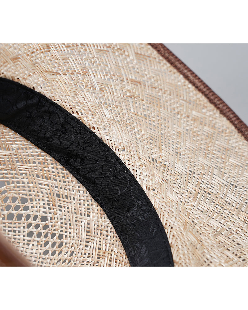 Women Summer Breathable Wide Brim Hollow Weave Straw Sun Hat Suitpure
