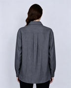 Washed Black Tencel Linen Oversized Shirt Suitpure