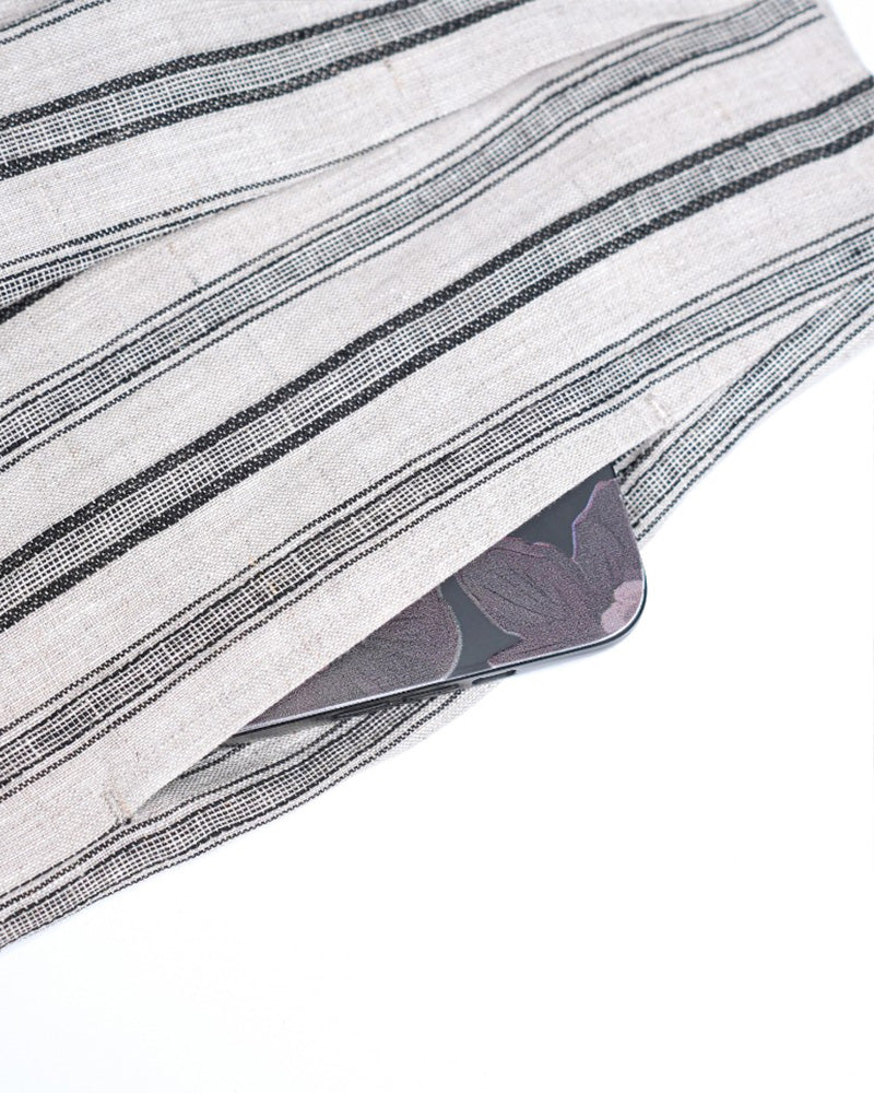 High-Waist Linen Stripe Wide Trousers | Concealed Pleats Suitpure
