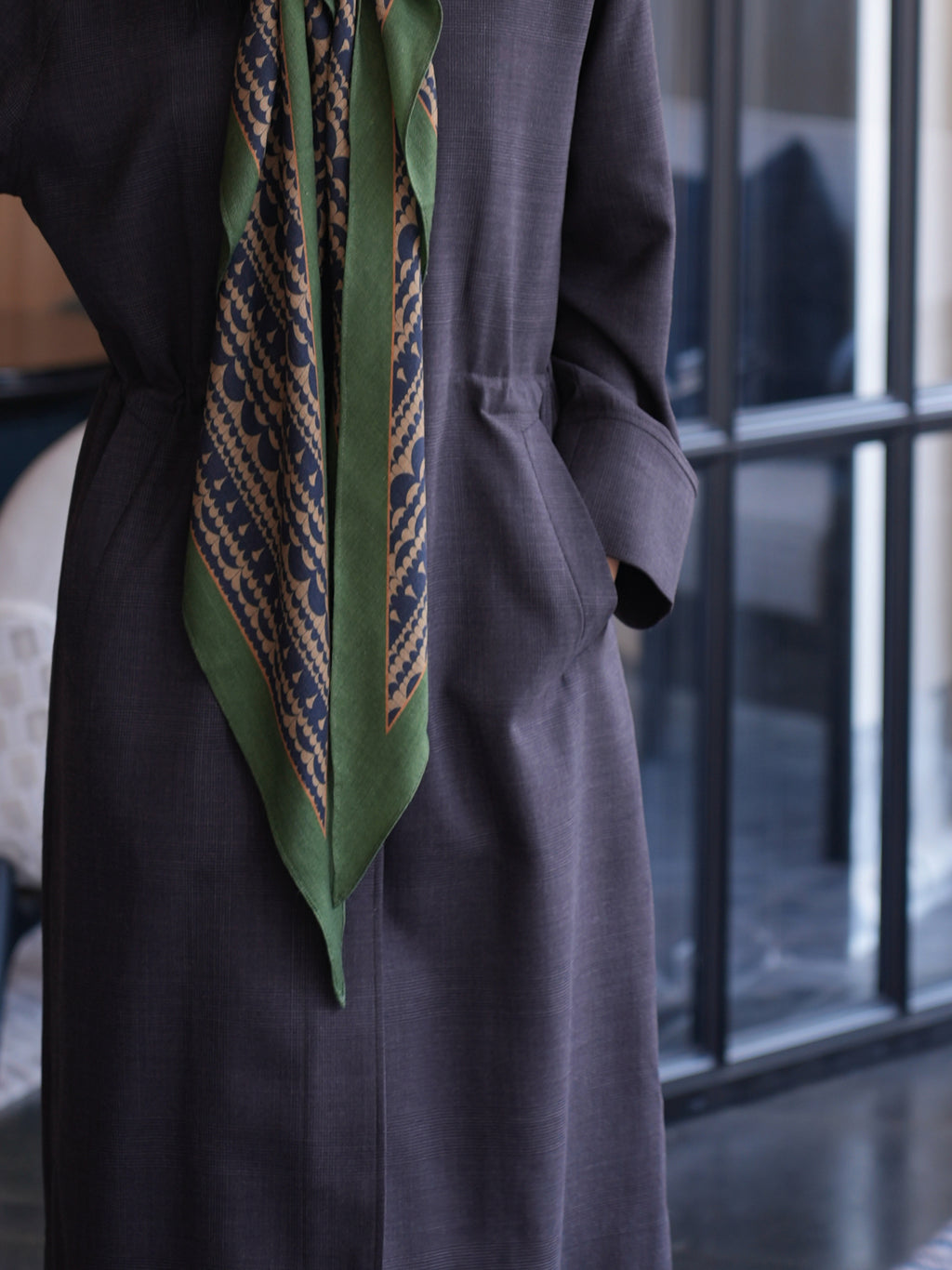 Versatile Trench Dress in Brown Check Suitpure