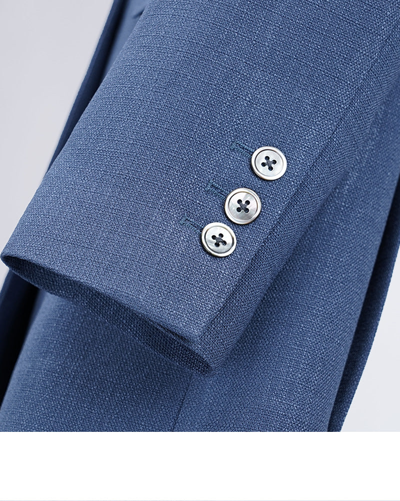 Color-Block Peak Lapel Blazer in Mist Blue Suitpure