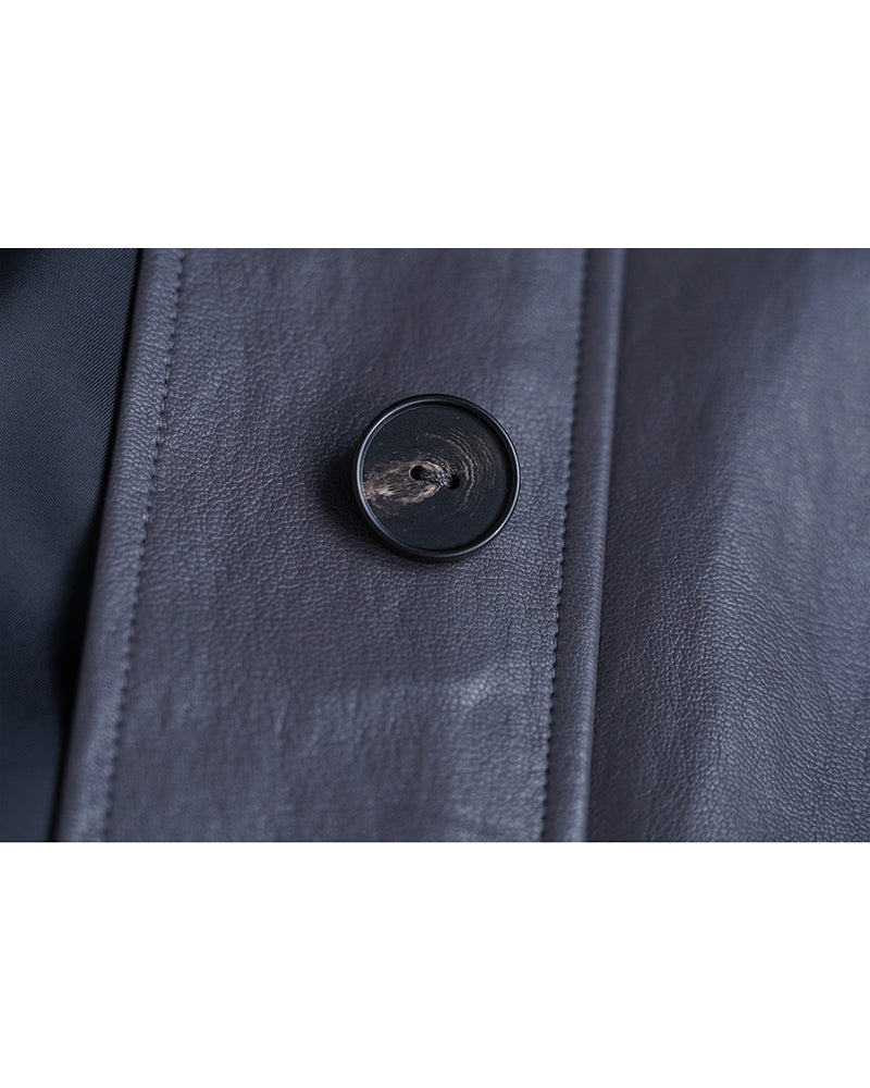 Cement Leather Trench with Clean Silhouette