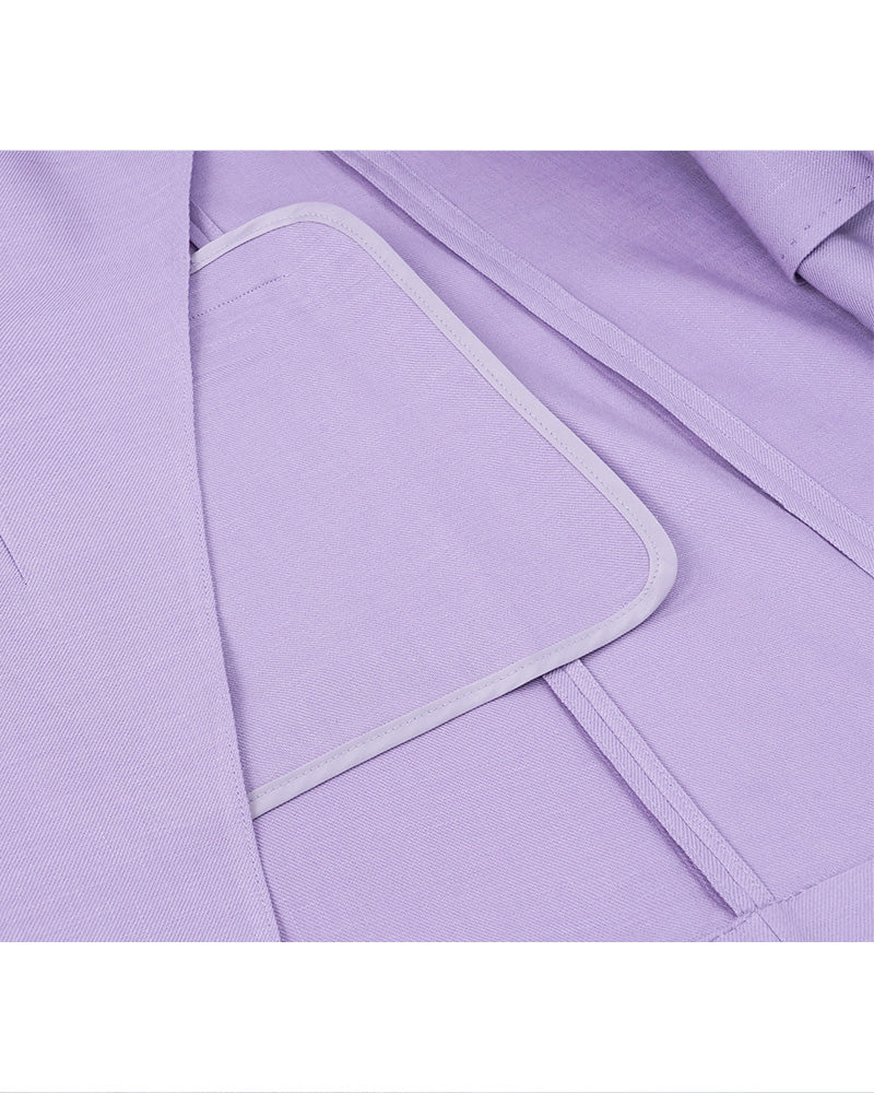 Purple Shawl Collar Unlined Blazer Suitpure