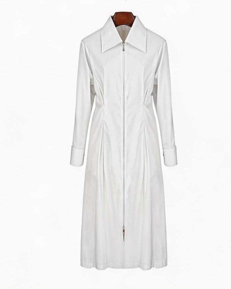 Cotton Sateen Minimalist Shirt Dress Suitpure