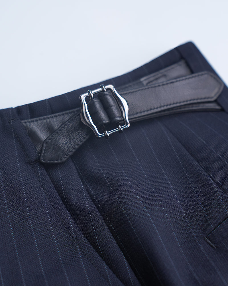 Retro British style all-wool striped heavy-duty haute couture women's trousers
