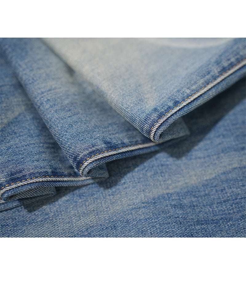 Cloud-Dyed Straight Jeans in Mist Blue Wash Suitpure