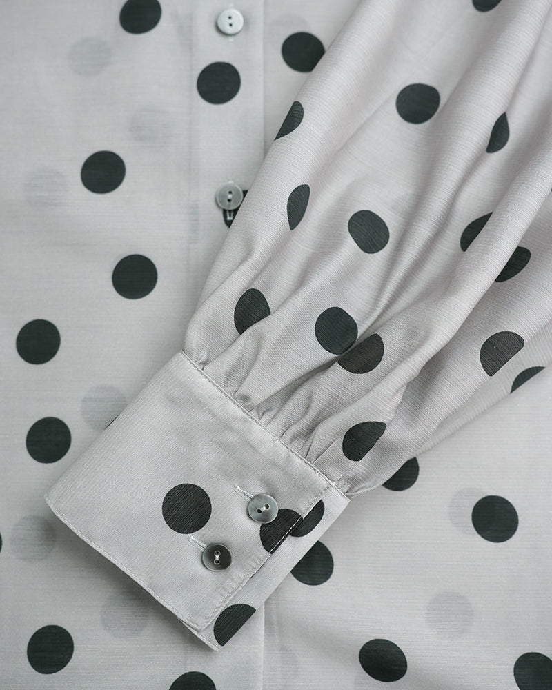 Women Silk-Blend Polka Dot Button-Down Shirt