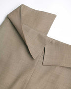 Women's Textured Taupe Fold Over Collar Waist Midi Pencil Skirt