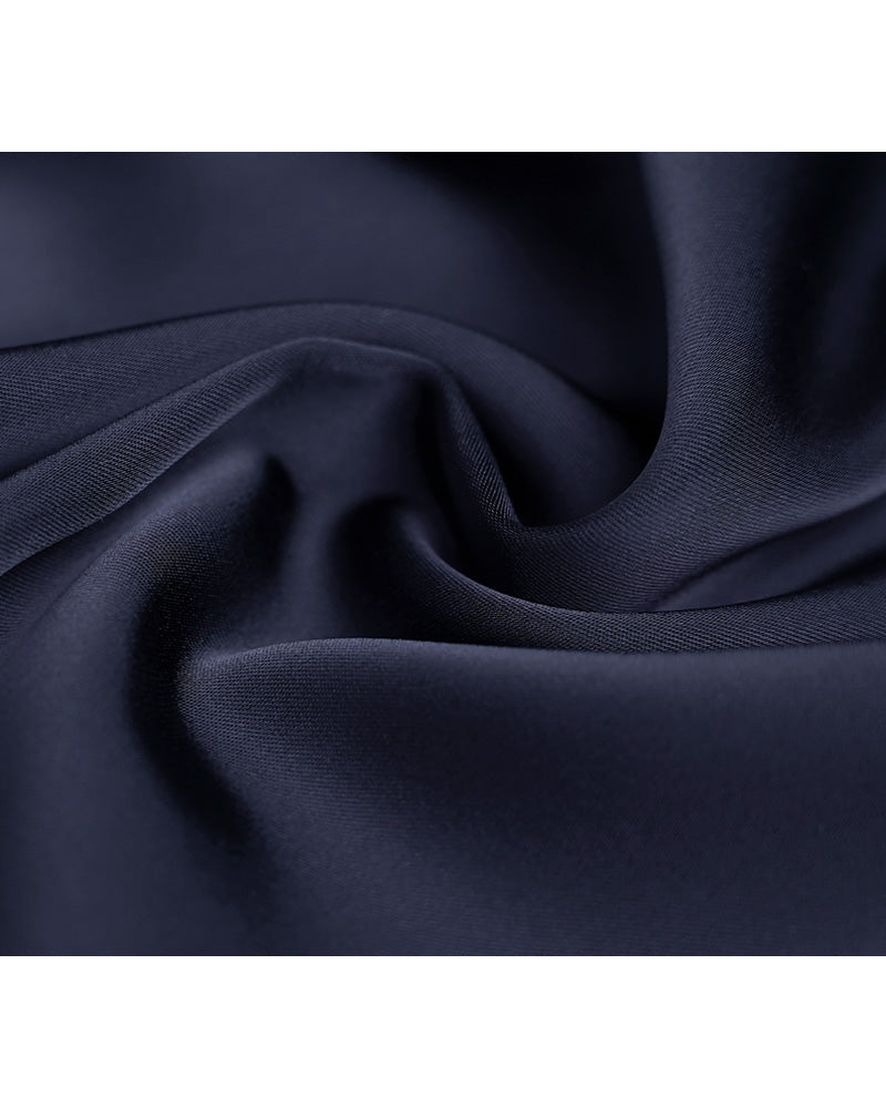 Navy Blue Draped Blouse with Self-Tie Bow Suitpure