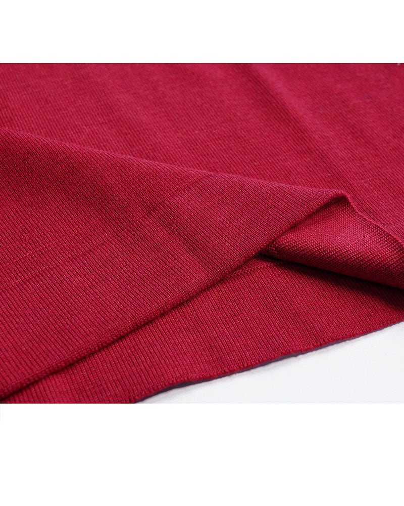 Casual Red Knit Polo with Collar