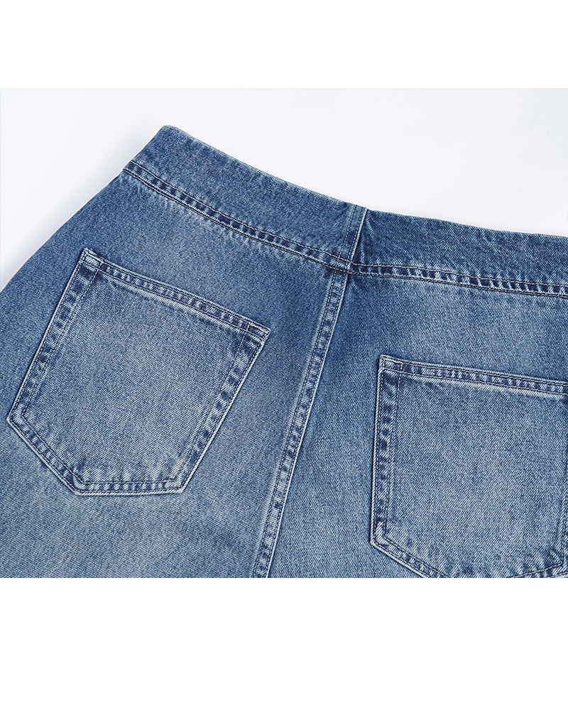 Continuous Waistband Button-Front Jeans | High-Rise Suitpure