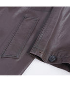 Camel Leather Trench Coat | Notch Lapel