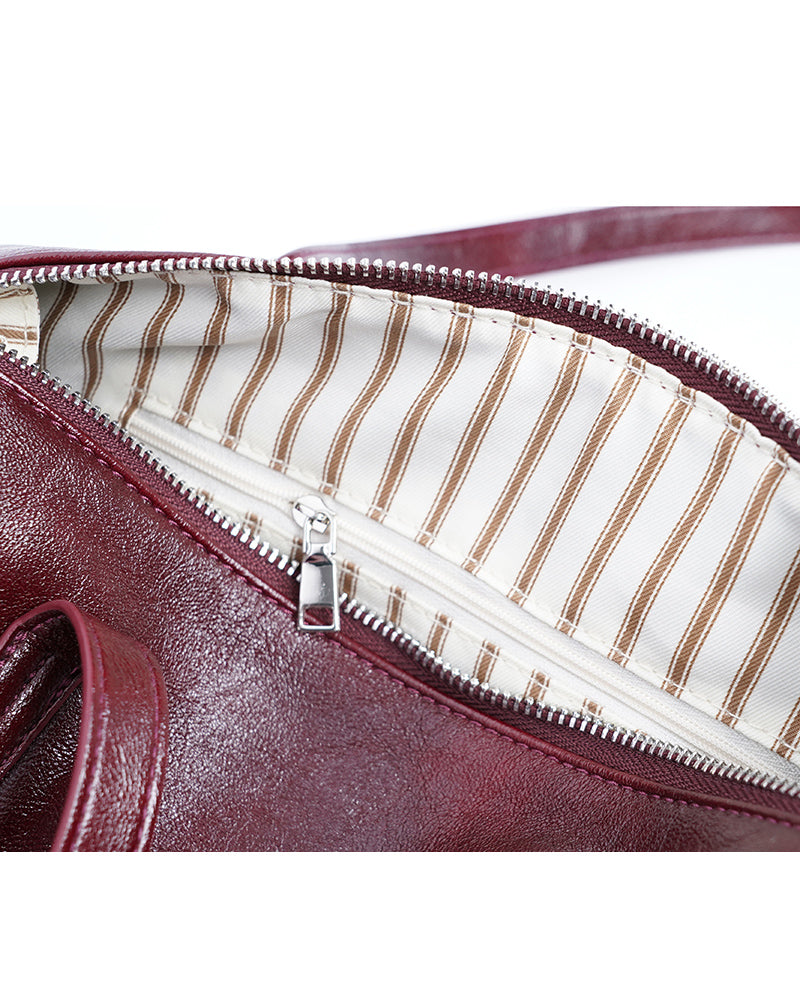 Women Vintage Burgundy Soft Genuine Leather Shoulder Bag Suitpure