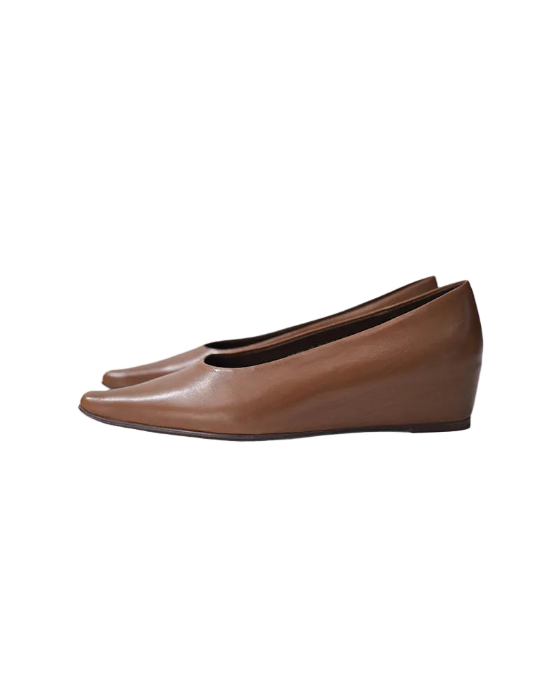 Women Minimalist Slim Square Toe Slip On Commute Low Wedge Shoes Suitpure