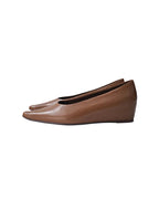 Women Minimalist Slim Square Toe Slip On Commute Low Wedge Shoes Suitpure