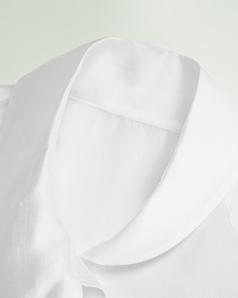 Elegant Bow Neck Tie White Loose Fit Chiffon Blouse Suitpure