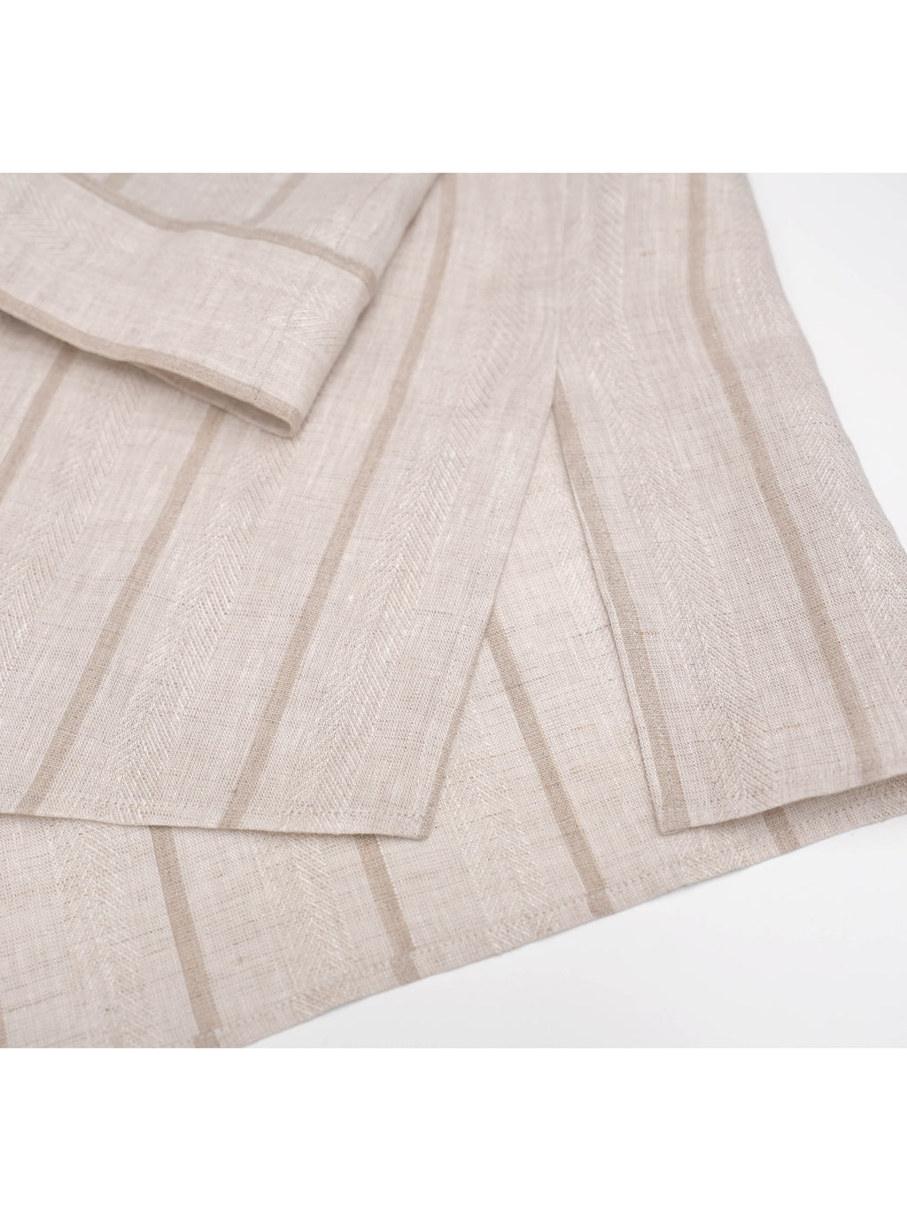 Dew-Retted Linen Striped 3/4 Sleeve Relaxed Blouse Suitpure