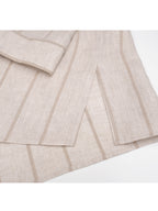 Dew-Retted Linen Striped 3/4 Sleeve Relaxed Blouse Suitpure