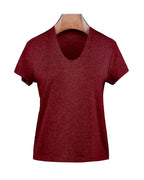 Wool Acetate Tencel U-Neck Short Sleeve Top Suitpure