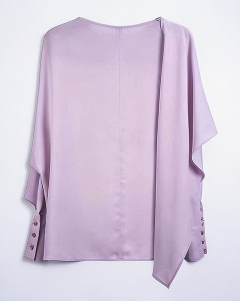 Off-Shoulder Asymmetrical Cape Blouse | Romantic Flowing Suitpure