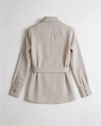 Hippie Textured Linen Blouse with Self-Tie Belt Suitpure
