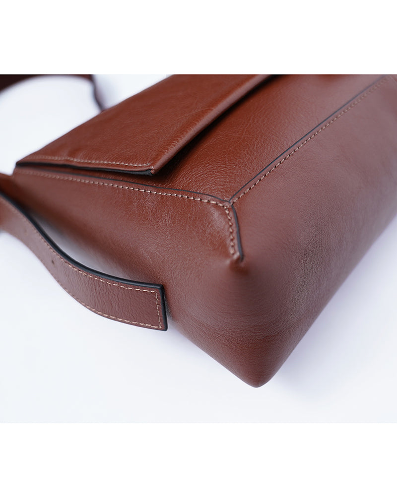 Vintage Brown Soft Leather Adjustable Strap Handbag for Daily Work Suitpure