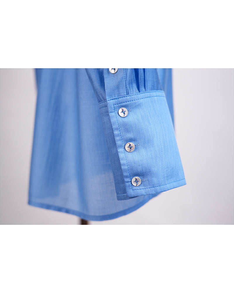 Airy Mandarin Collar Blouse for Spring/Summer