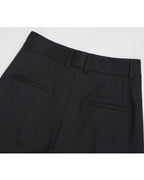 High Waist Cavalry Twill Straight Wool Pants | 100% Wool