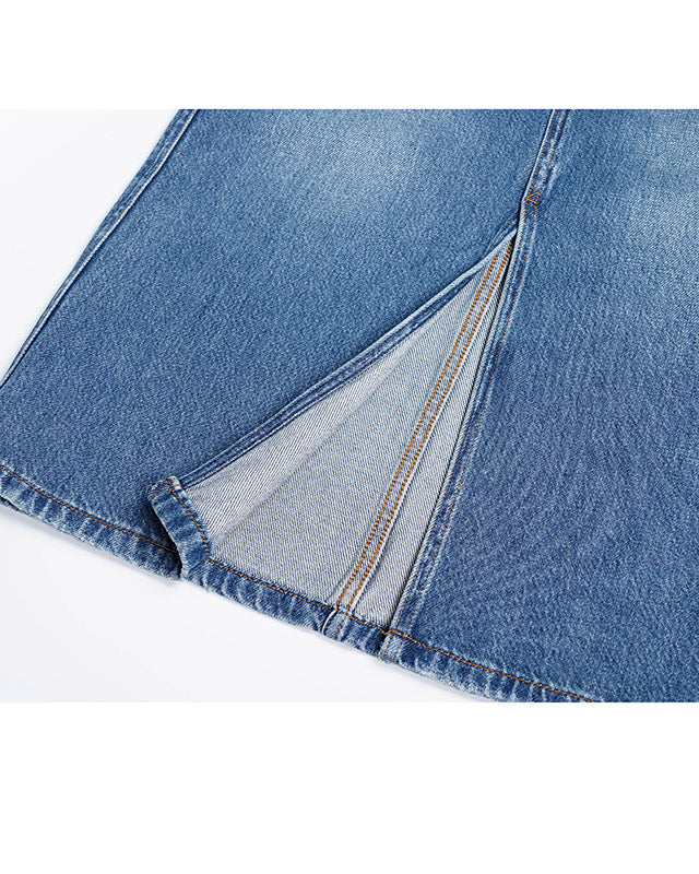 Classic Denim Shift Dress in Vintage Blue