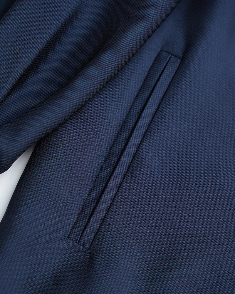 Navy blue stand-up collar zip-up dress