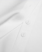White Satin Batwing Sleeve Shirt Women Cuff Button Collar Office Blouse Suitpure