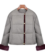 Cropped Color-Block Goose Down Puffer Jacket Suitpure