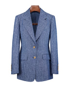 Japanese Linen Denim Blazer | Notch Lapel Single-Breasted Suitpure