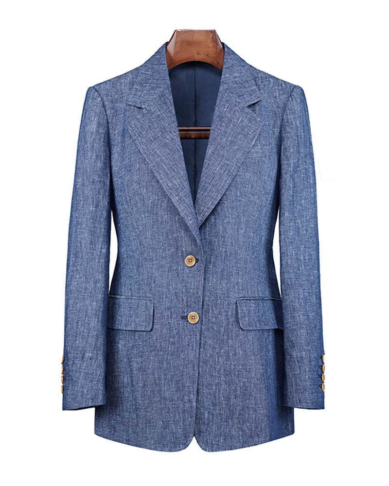 Japanese Linen Denim Blazer | Notch Lapel Single-Breasted Suitpure