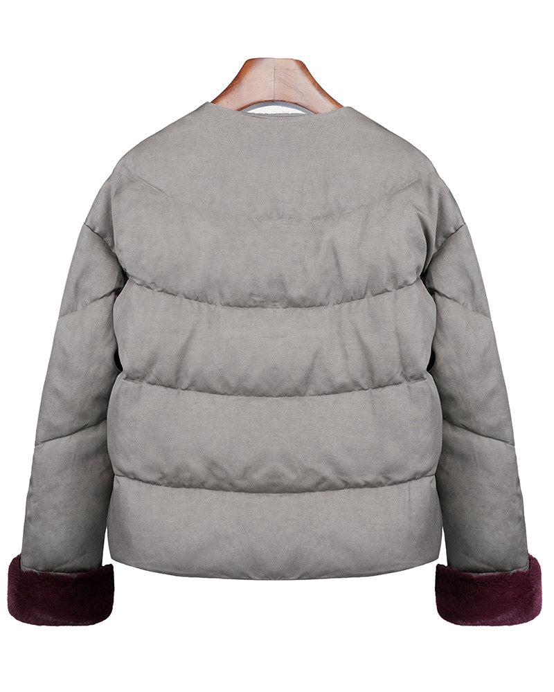 Cropped Color-Block Goose Down Puffer Jacket Suitpure