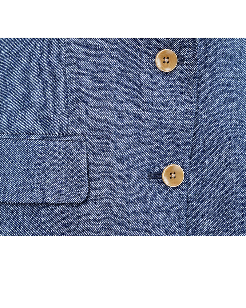 Japanese Linen Denim Blazer | Notch Lapel Single-Breasted Suitpure