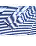 Blue and White Striped Mandarin Collar Shirt Jacket