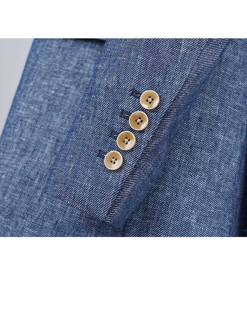 Japanese Linen Denim Blazer | Notch Lapel Single-Breasted Suitpure
