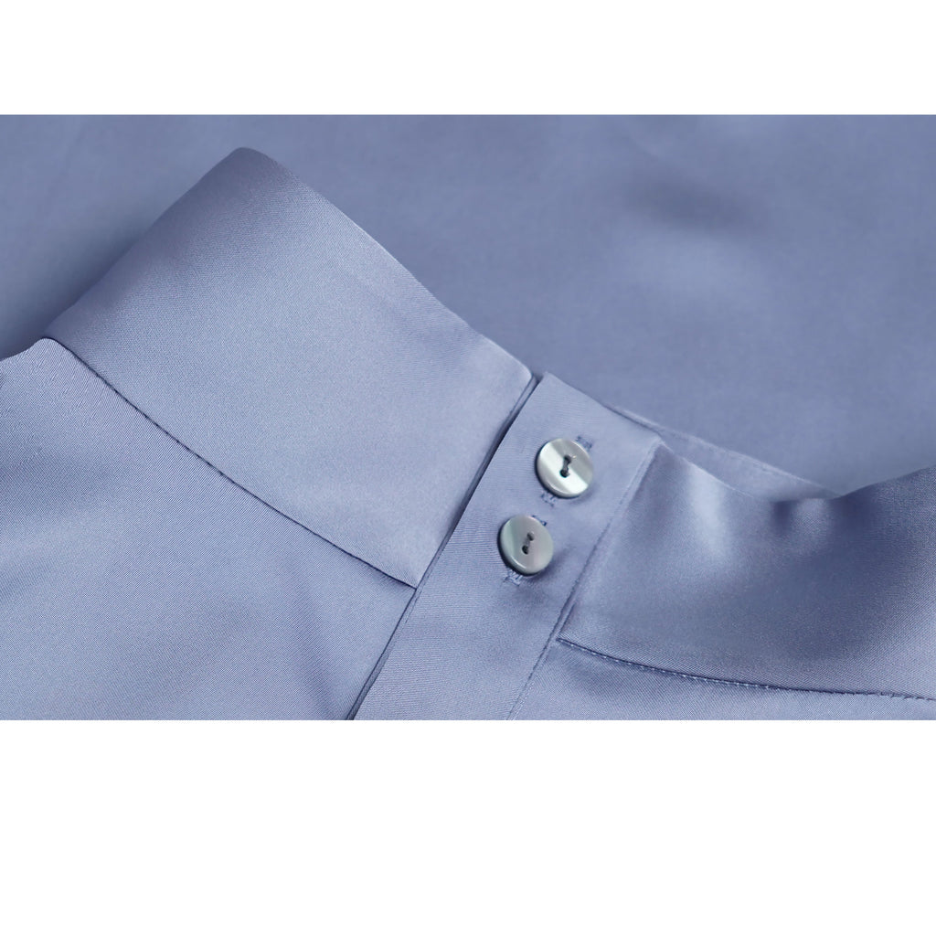 Ice Blue French Pleat Pullover Blouse Suitpure