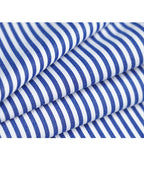 Blue and White Striped Mandarin Collar Shirt Jacket