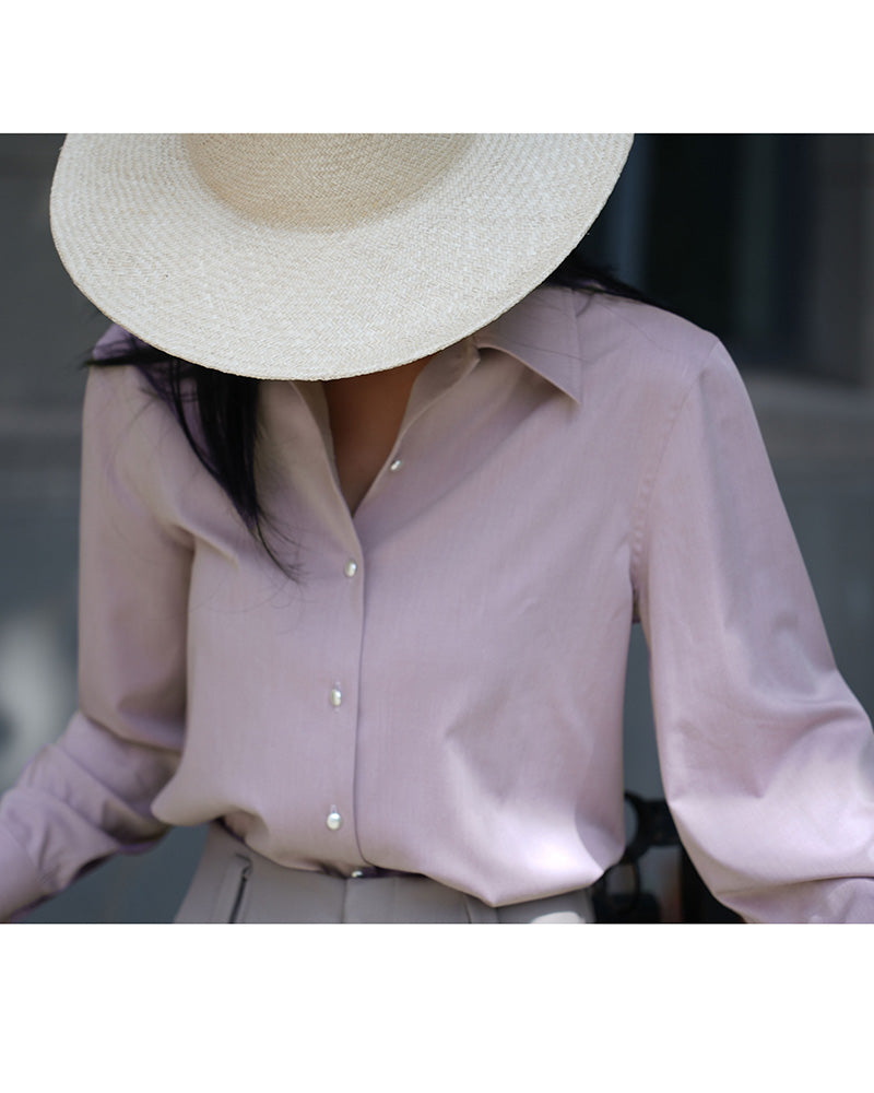 Misty Grey-Pink One-Piece Collar Relaxed Blouse Suitpure