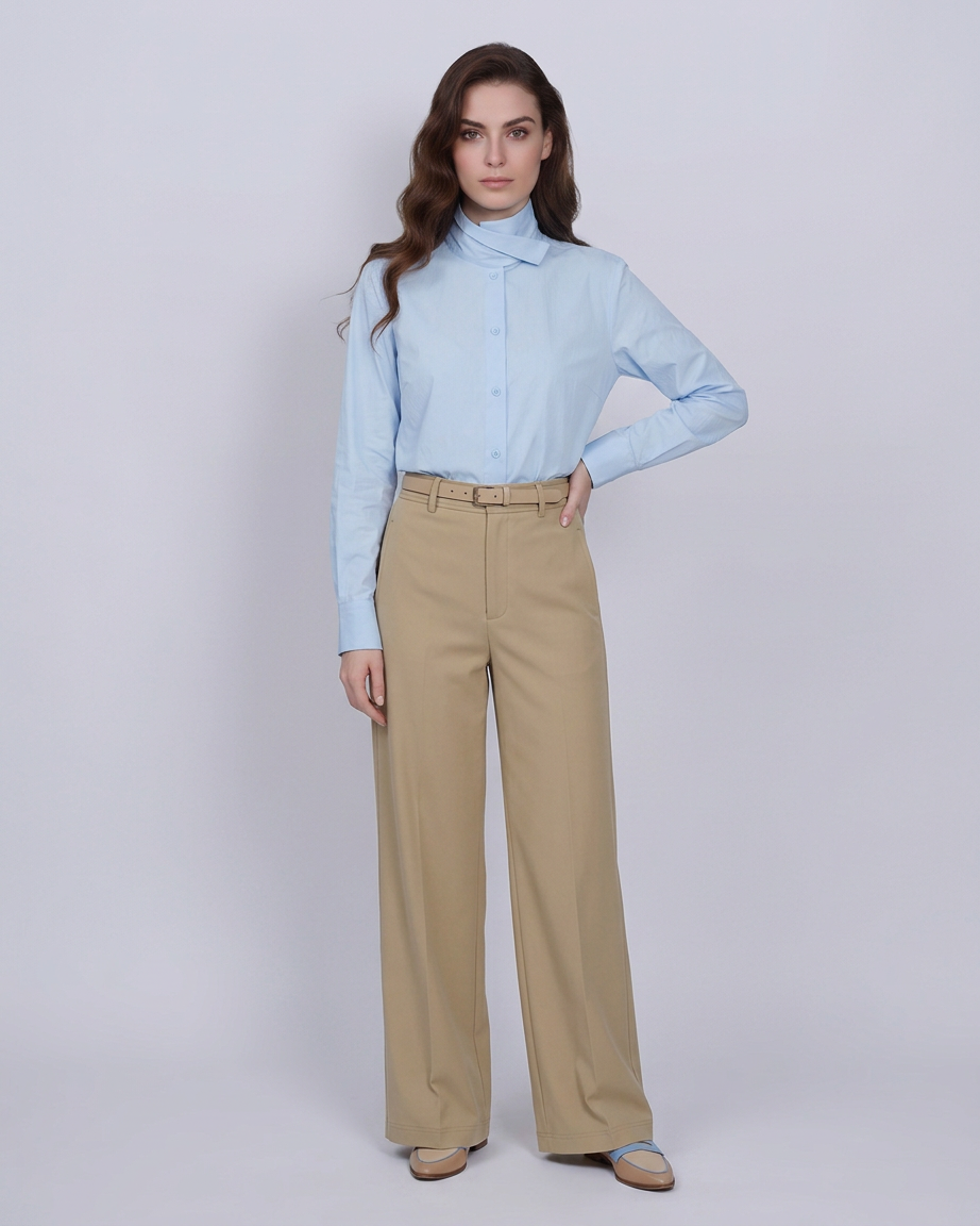 Khaki Sculptural Silhouette Casual Trousers