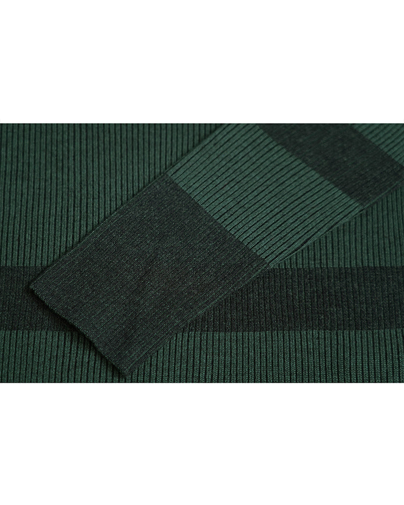 Thick Wool Turtleneck with Horizontal Stripes