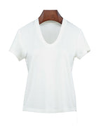 Wool Acetate Tencel U-Neck Short Sleeve Top Suitpure