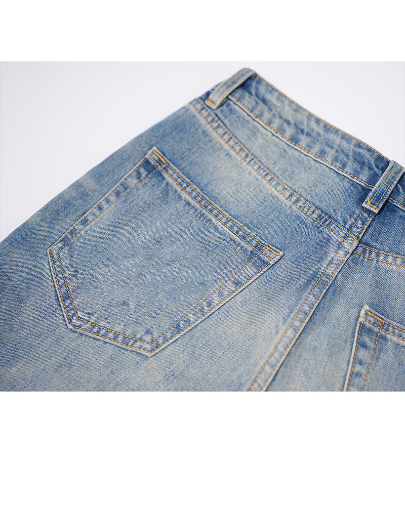Cloud-Dyed Straight Jeans in Mist Blue Wash Suitpure