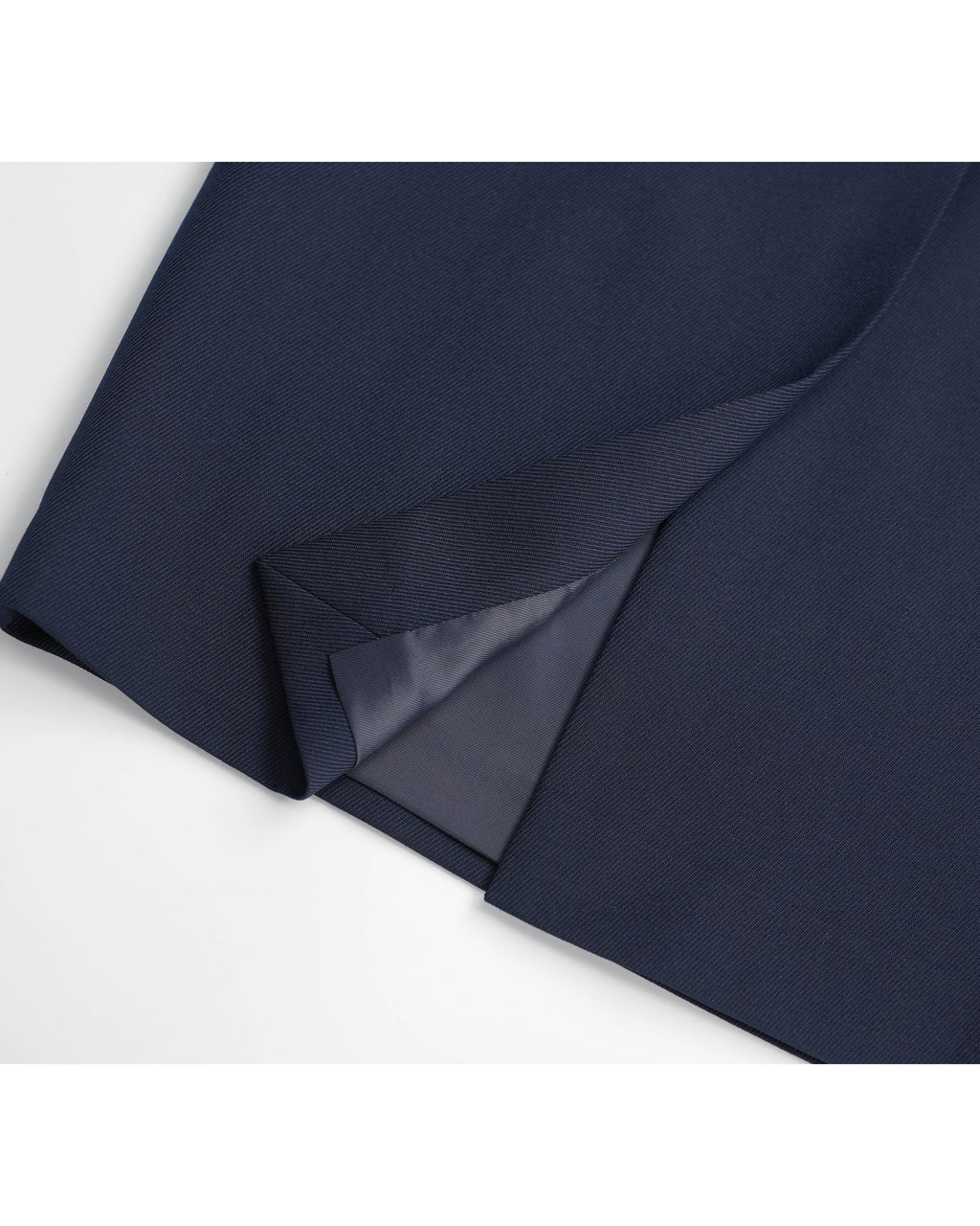Navy 100% Wool Cavalry Twill High Waist Midi Pencil Skirt | 100% Wool