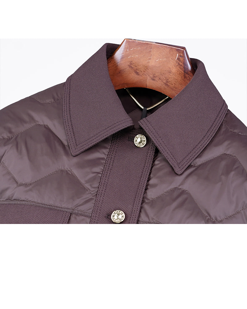 Short Down Puffer in Ebony Brown