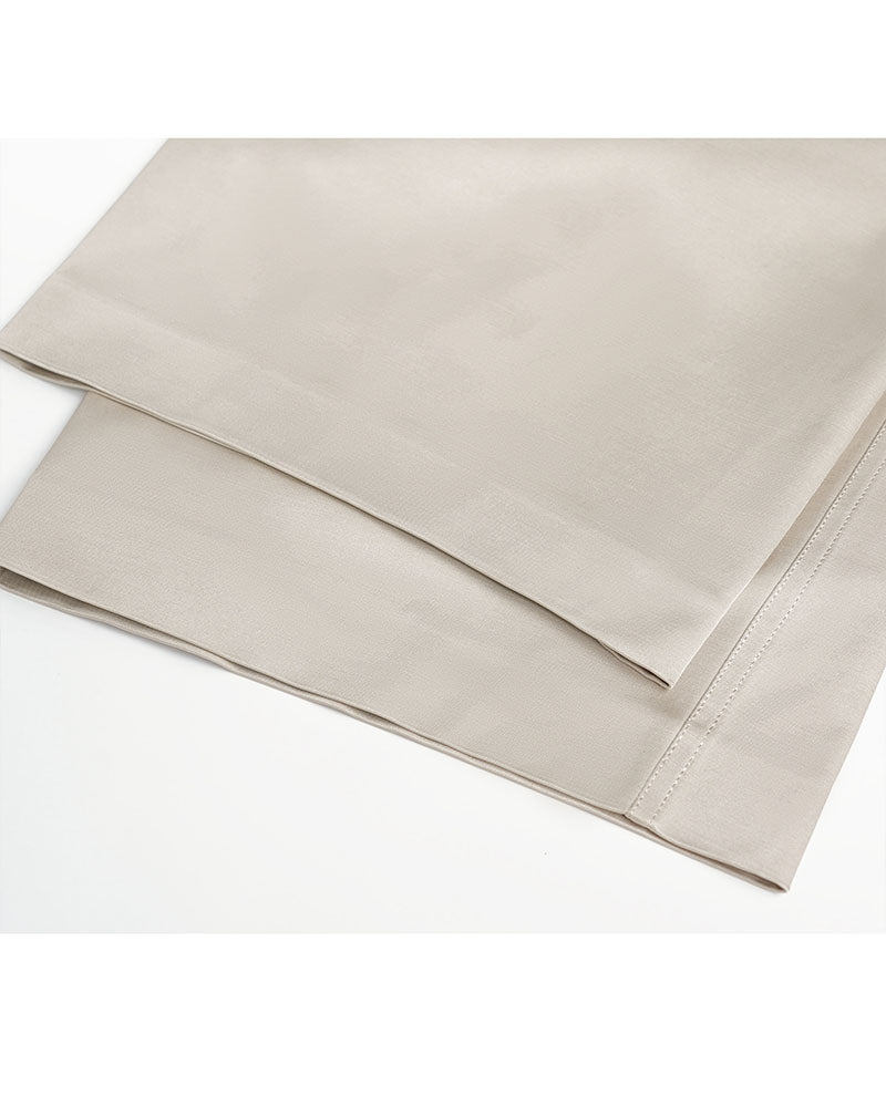 Khaki Continuous Waistband Curved Leg Trousers Suitpure